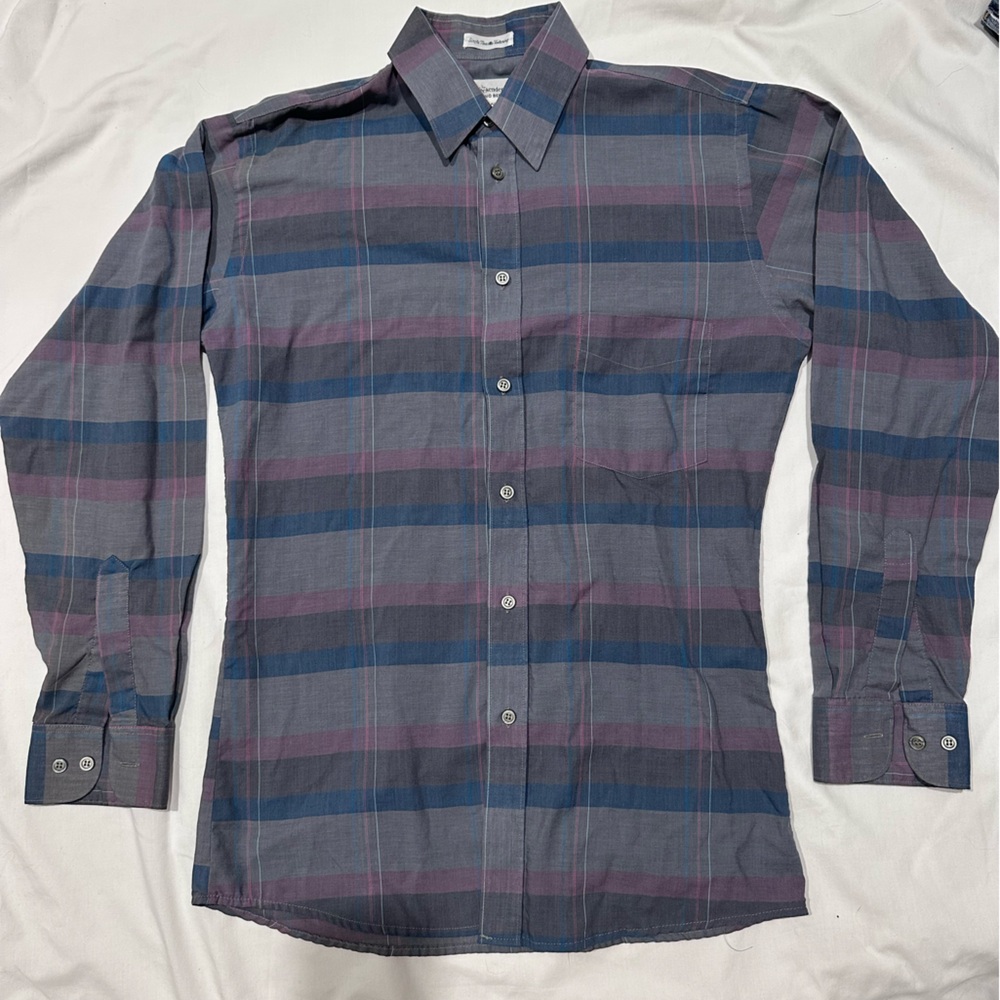 Men's Striped Button-Down Shirt in Blue & Purple